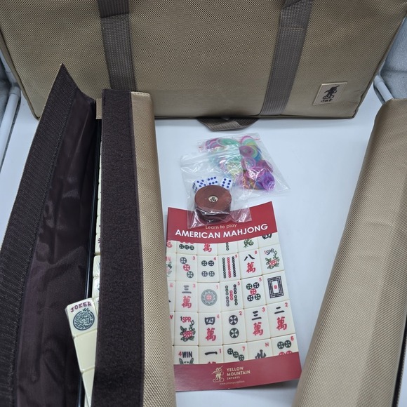 Mahjong Set American Style Mojave Ivory w/ Soft Case Racks Dice Coins Set - Picture 5 of 14